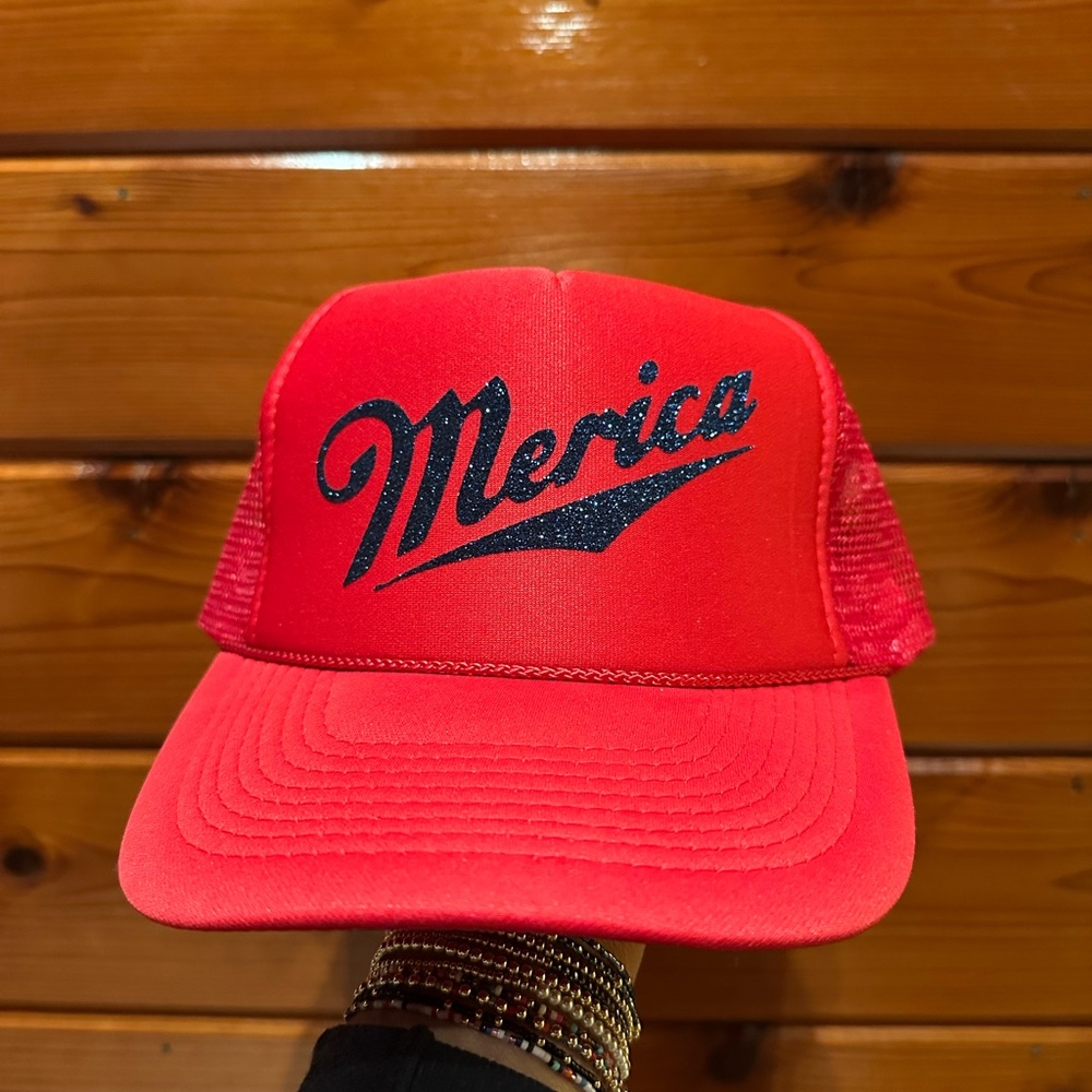 MERICA Bold Red Mesh Hat